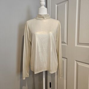 Metallic Gold Mock Turtleneck Top